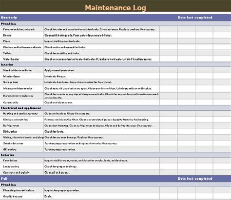 Set the frequency required for each task, and then sort or filter by frequency. Maintenance Log Templates | 12+ Free Printable Word & Excel Samples, Formats, Forms