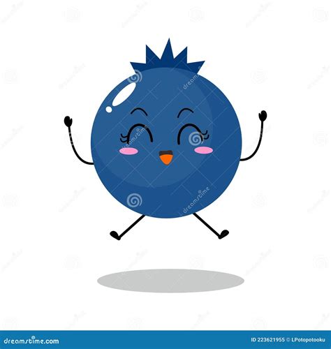 A Flat Blueberry Character With Cute Upset Angry Expression Vector