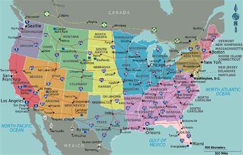Map Of The Usa With States And Cities Usa Map With States Major