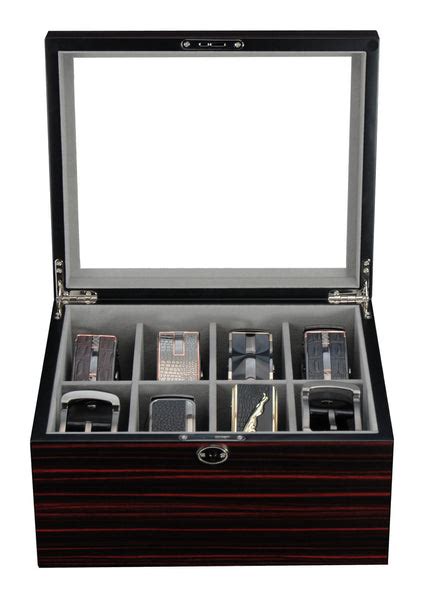 8 Piece Ebony Wood Belt And Accessories Case Storage Box Timely Buys