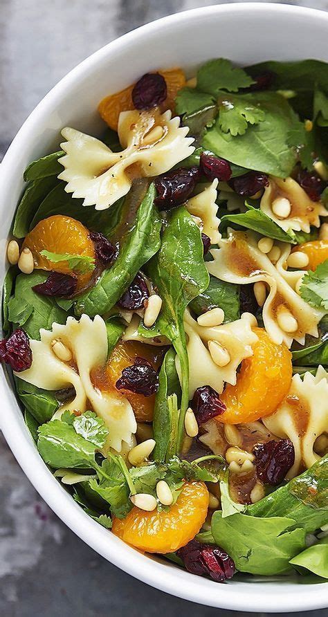 Add the dry ingredients, pasta, spinach, bell pepper, mandarin oranges, almonds, and cilantro to a bowl. Mandarin Pasta Spinach Salad with Teriyaki Dressing - My ...