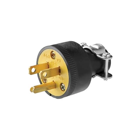 Electrical Grounding Plug 15a 125v 3 Wire Thermo Rubber Black