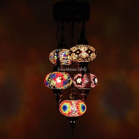 Handmade Turkish Moroccan Style Mosaic Hanging Lamp Ceiling Light