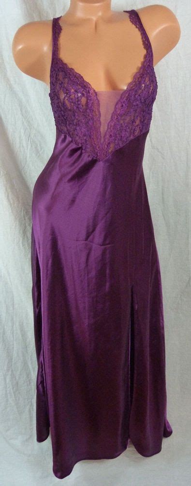 Victorias Secret Vintage Nightgown Gold Crown Purple Long Full Length