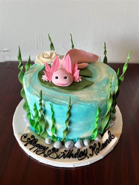Axolotl Lily Pad Underwater Birthday Cake Adrienne And Co Bakery In