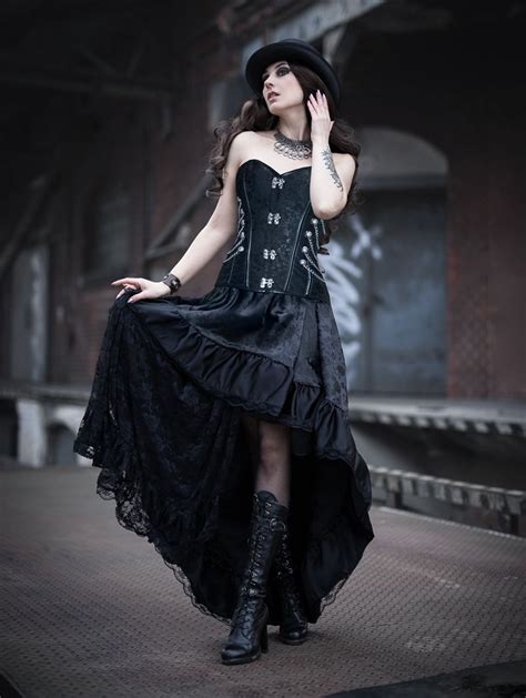 Black Steampunk Lace Gothic Corset Prom Party Dress Prom Party