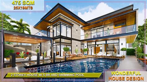 Wonderful 2 Storey Modern House Design With 5 Bedrooms And Swimming Pool Youtube