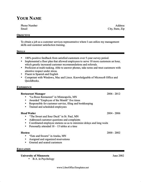 15 Libreoffice Openoffice Resume Templates Free Download