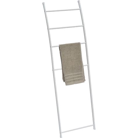 Free Standing Bath Towel Ladder Wall Leaning Drying Rack 4 Bars Metal