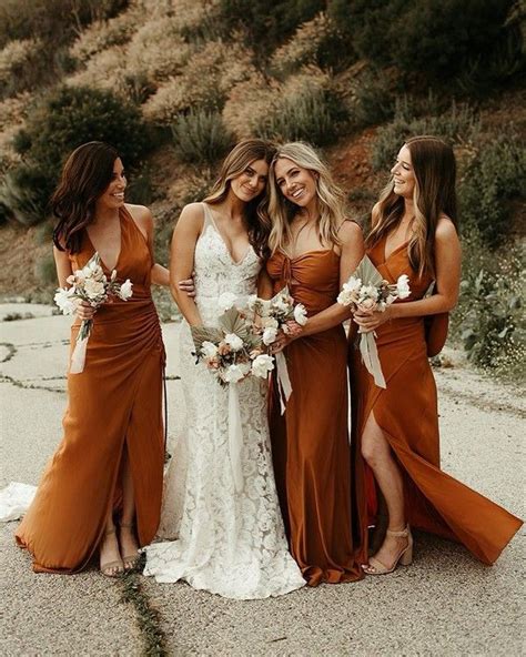 Dusty Orange Vintage Fall Bridesmaid Dresses Fall Bridesmaid Dresses