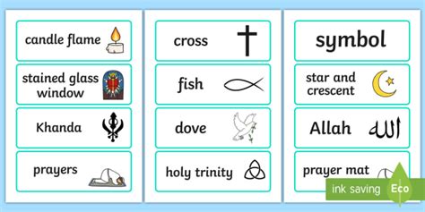 Free Religious Symbols And Beliefs Word Cards Re Symbols Ks1