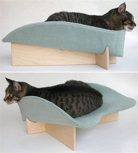 Modern Cat Bed In Aqua Grey Chenille Made To Order Etsy Modern Cat