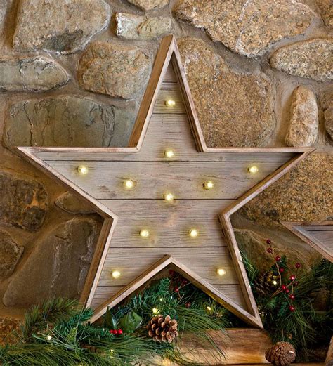Large Wooden Star With Led Lights Plowhearth