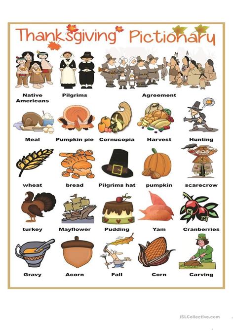 Thanksgiving Pictionary Worksheet Free Esl Printable Worksheets Made