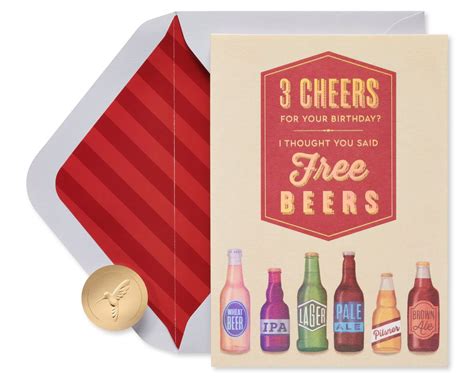 Free Beers Funny Birthday Greeting Card For Him Papyrus