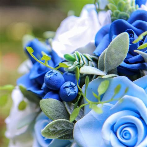 Blue Roses Wedding Bouquet Handmade With Love Oriflowers
