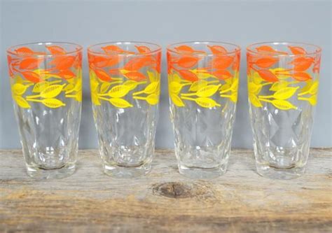 Vintage Italian Juice Glasses Set Of 4 With Orange And Yellow Etsy Juice Glass Set