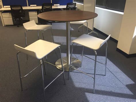 Bleeker Street High Top Cafe Breakroom Table With 4 Bar Stools Direct