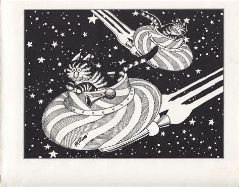 Kliban Cats Flying Saucer Cats In Space 1981 Print 9 X 11 Kliban