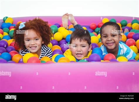 Cute Smiling Kids In Sponge Ball Pool Stock Photo Alamy