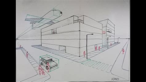 Dibujo De Perspectiva Con Dos Puntos De Fuga Sobre Pizarra Youtube