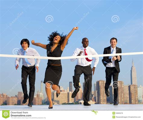 Business Woman Winning A Competition Stock Photo - Image of running ...