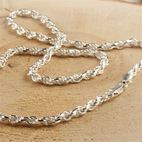 Solid Sterling Silver Italian Rope Chain Mens 925 Necklace 4mm Made