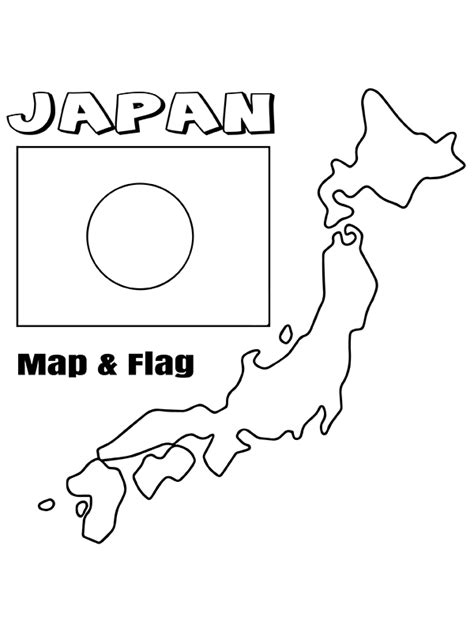 Japan Flag and Map Färbung Seite Kostenlose druckbare Malvorlagen für