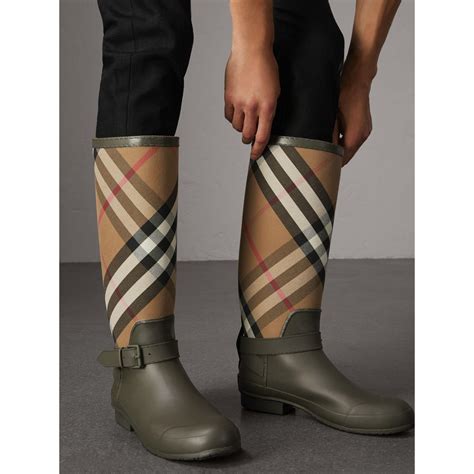 Burberry Belt Detail House Check And Rubber Rain Boots For Men Lyst