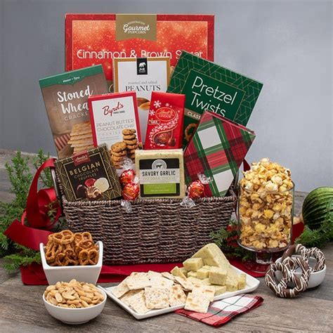 Christmas gift baskets aren't limited to chocolate and cookies! Food Basket for Christmas by GourmetGiftBaskets.com
