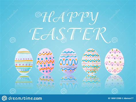 Happy Easter Egg Illustration On Colorful Pastel Background Stock