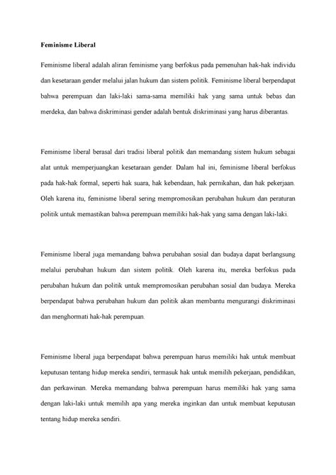Feminisme Liberal - Feminisme Liberal Feminisme liberal adalah aliran