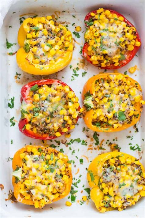 Mexican Style Corn Quinoa Stuffed Peppers The Natural Nurturer