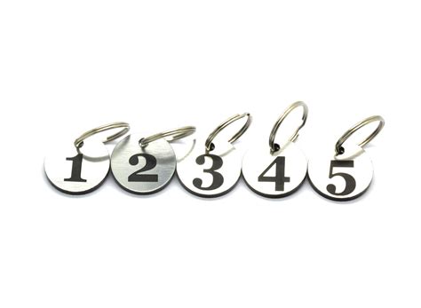 Numbered Key Fobs 1 5 Small Silver Acrylic Etsy