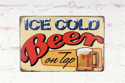 Ice Cold Beer On Tap Vintage Tin Metal Signs Bar Pub Home
