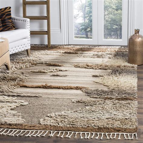 Large Brown Area Rugs Modern Rustic High Low Pile Flatwoven With Tufted