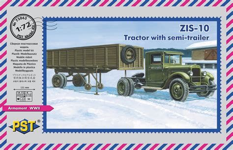 Pst 72063 Zis 10 Tractor With Semi Trailer 172 Scale Model