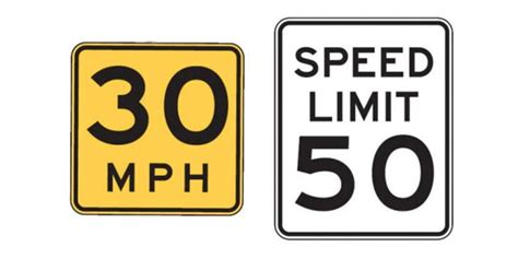 Advisory Speed Signs And Speed Limit Signs