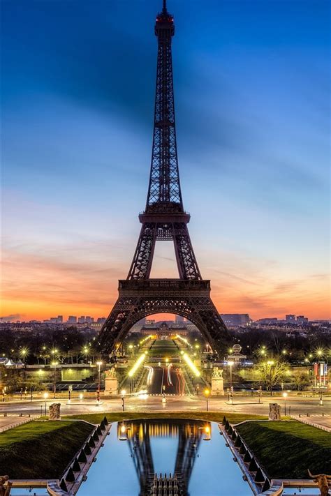 Fondos De Pantalla Torre Eiffel Luces Hermosa Noche Puesta De Sol