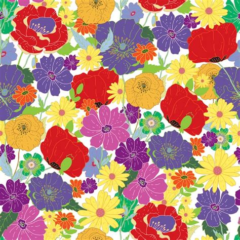 Premium Vector Seamless Pattern In 70s Style With Flowers Vector