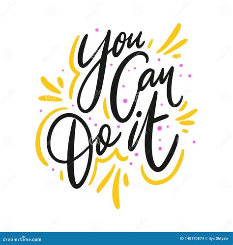 You Can Do It Hand Drawn Vector Lettering Motivational Inspirational