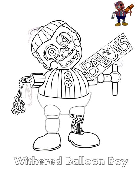 Withered Balloon Boy Fnaf Coloring Pages Coloring Cool