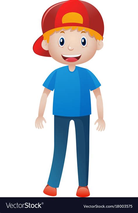 Happy Man Wearing Red Cap Royalty Free Vector Image
