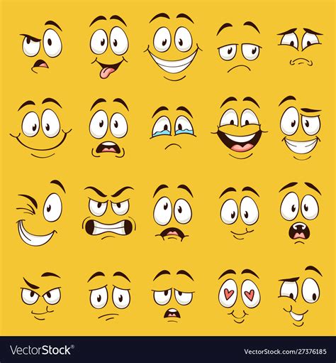 Cartoon Faces Funny Face Expressions Caricature Vector Image