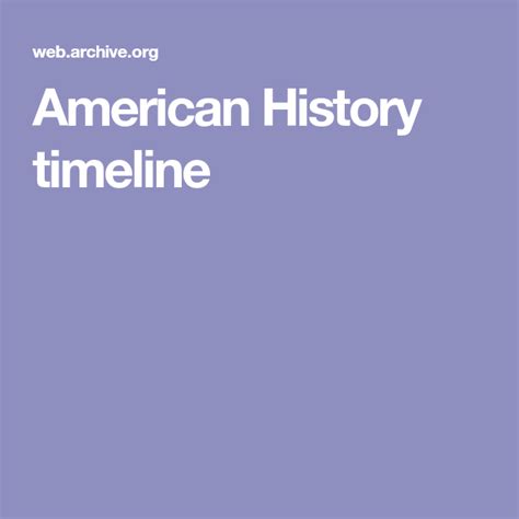 American History Timeline American History Timeline