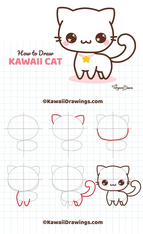 How To Draw Kawaii Cat Step By Step Kawaii Cat Drawing Cat Drawing