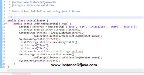 Java Initialize Set With Values With An Example Program Instanceofjava
