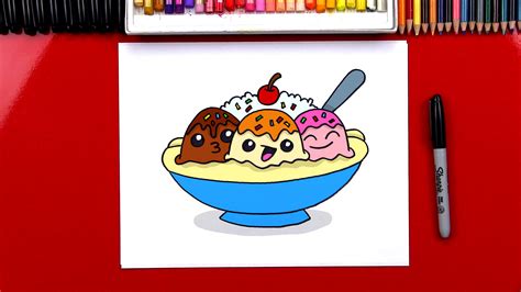 How To Draw A Banana Split Cartoon - Art For Kids Hub How to draw funny cupcakes.