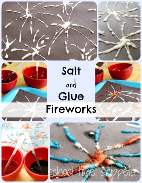 Salt And Glue Fireworks Fine Motor Skills 4th Of July Craft