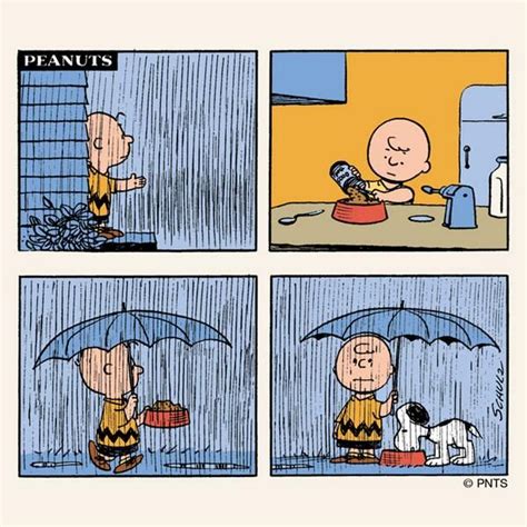 Feeding Snoopy On A Rainy Day Snoopy And Charlie Brown Pinterest